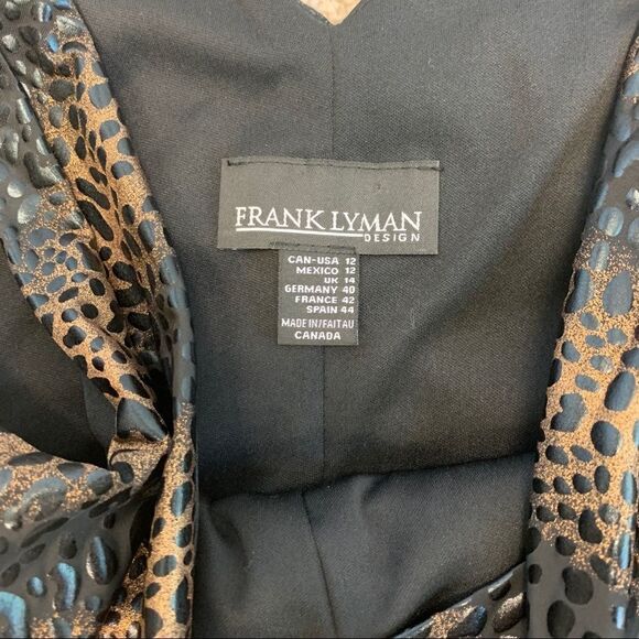 FRANK Lyman Design Black Leopard Animal Print Dress Sz 12 Black Brown Sleeveless - Picture 8 of 13